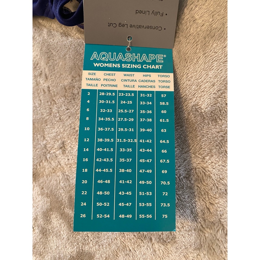 NWT Dolfin Swimsuit 34/8L Navy Aquashape Conservative Lap Suit Racerback One PC - Picture 12 of 12